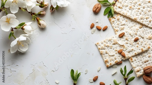 Wallpaper Mural Crisp Crackers and Almonds with White Flowers, Generative AI Torontodigital.ca