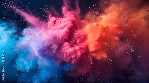 Colorful powder explosion, colorful background.