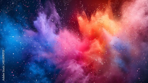 Colorful powder explosion, colorful background. photo