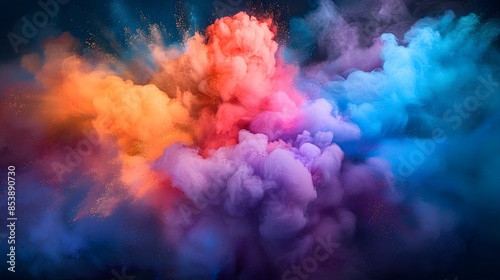 Colorful powder explosion, colorful background.