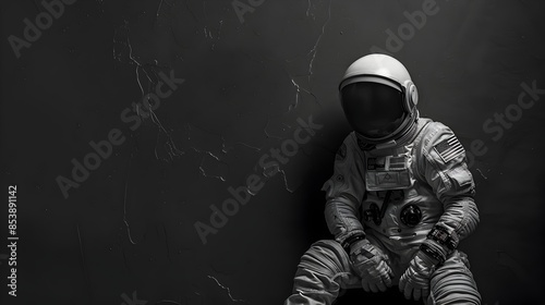 Lone Astronaut Floating in the Vast Expanse of the Mysterious Universe photo