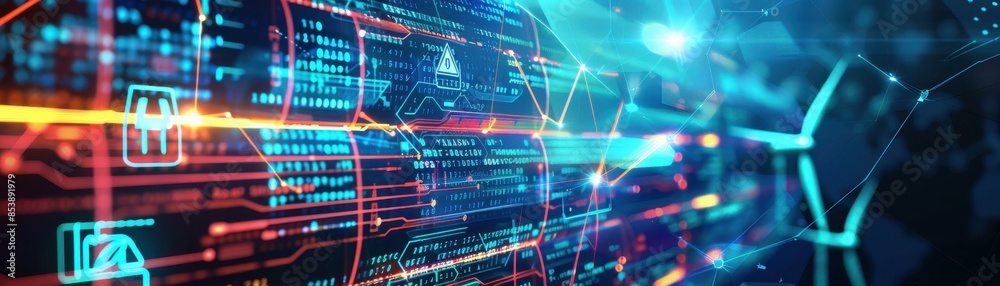 Futuristic digital interface background with data streams and holographic elements, representing advanced technology and data analytics. Futuristic digital interface background with data streams and holographic elements, representing advanced technology and data analytics.