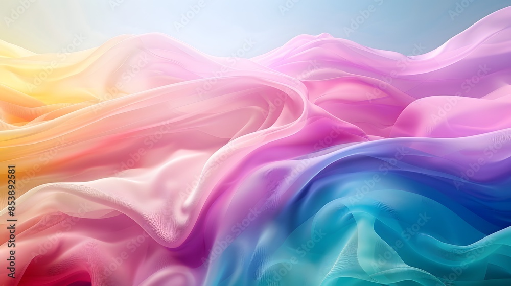 Obraz premium Rainbow colors flowing in the wind, colorful background, colorful wallpaper in the style of nature.