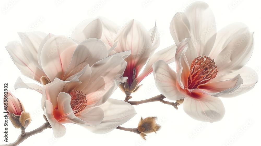 Fractal Art of Magnolia Flowers in Bloom - Abstract Digital Floral Design with Soft Pastel Colors and Intricate Patterns Fractal Art of Magnolia Flowers in Bloom - Abstract Digital Floral Design with Soft Pastel Colors and Intricate Patterns