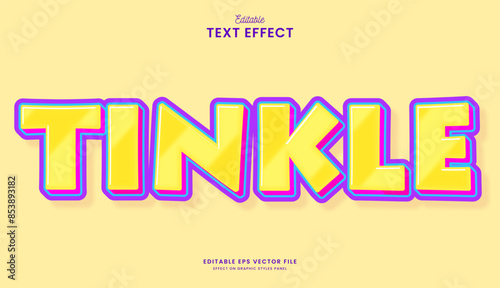 decorative yellow tinkle editable text effect vector design