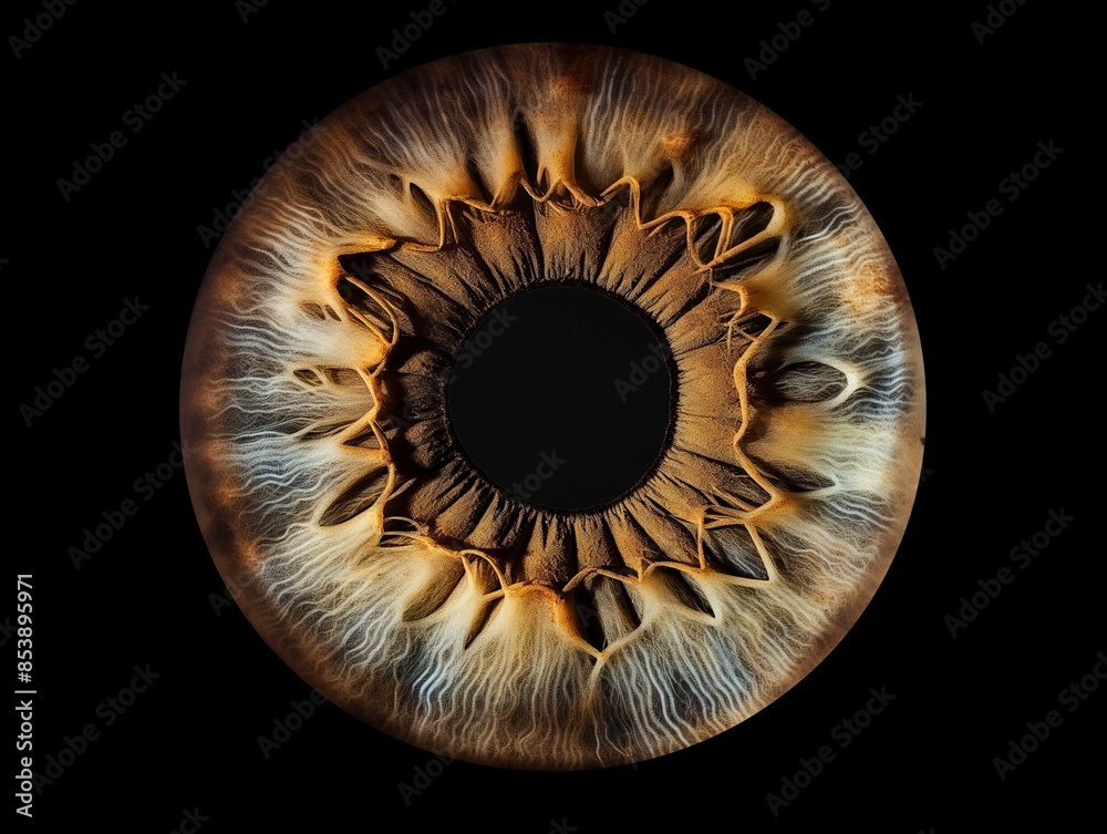 Close up of eye iris on black background Close up of eye iris on black background