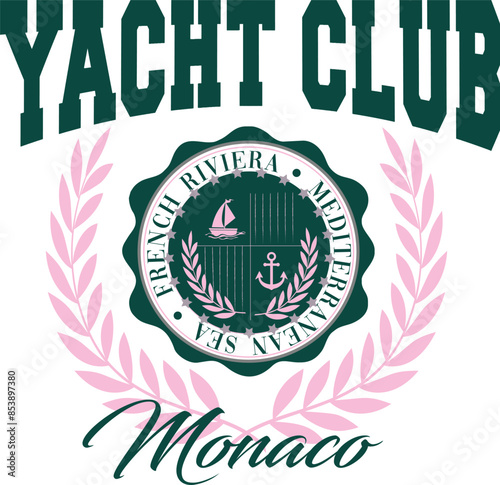 Yacht Sailing Club Nautical Varsity College collegiate teams sail health Luxe USA Trending Anchor Whreaf Graphic Tee t-shirt logo slogan graphic artwork typography tote badge emblem crest 