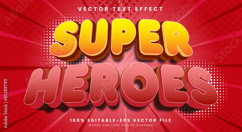 Super Heroes editable text effect template with abstract style