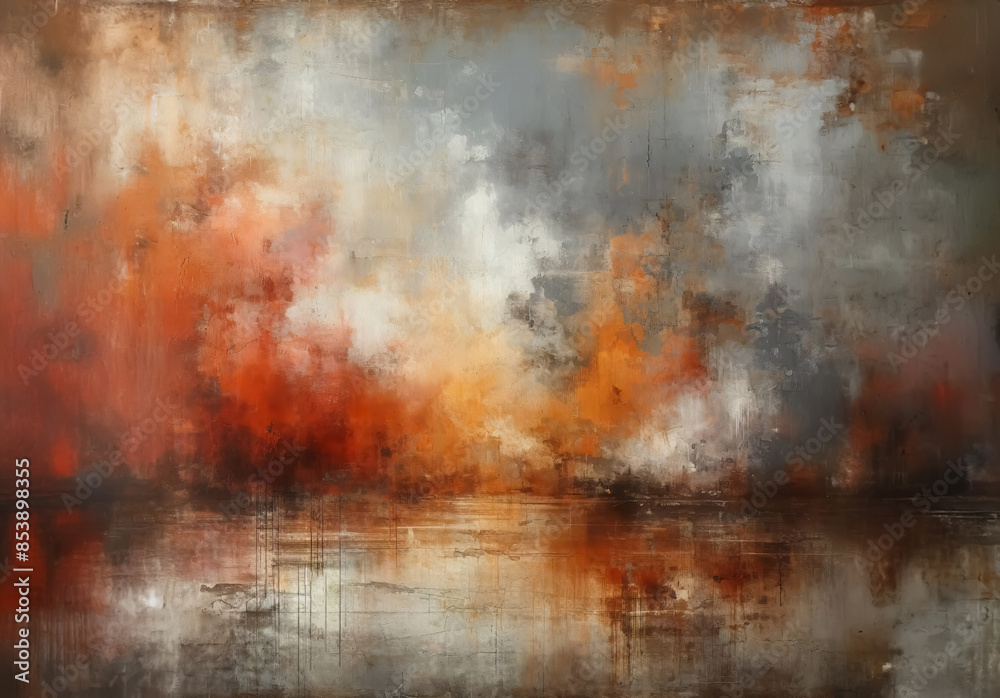 Obraz premium Wallpaper, verwittert, mit rot, orange beige und grau, grunge, Hintergrund oder Textur