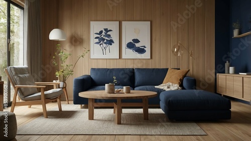 Modern Living Room Interior With Comfortable Sofa. ai generated