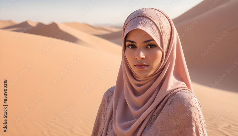 Arabic afghan arabian woman in traditional pink hijab headwear close up portrait Arabic afghan arabian woman in traditional pink hijab headwear close up portrait