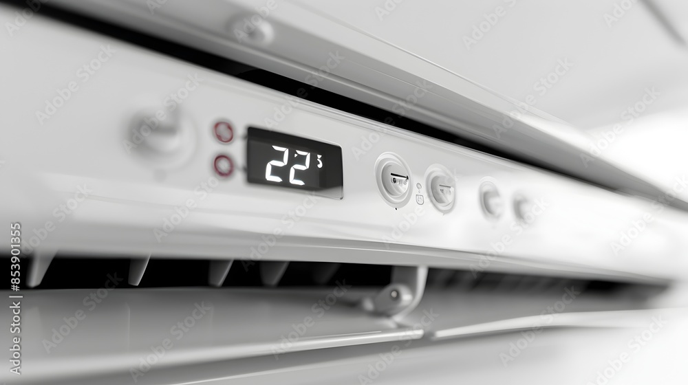 Close-up of Modern Air Conditioning Control Panel with LED Display Close-up of Modern Air Conditioning Control Panel with LED Display