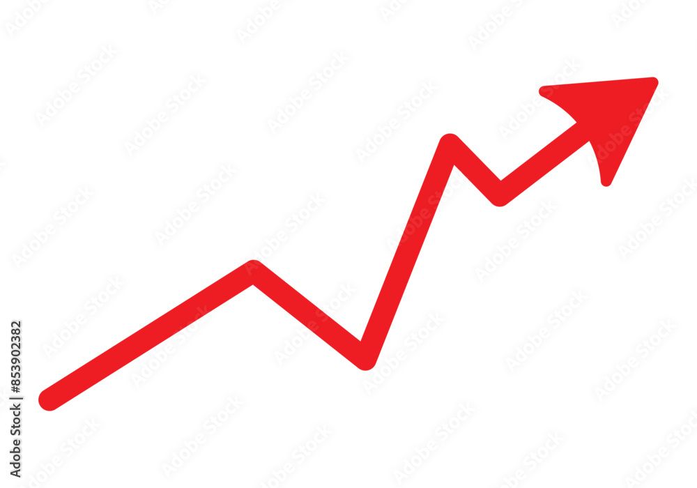 Growing business red arrow on white, Profit red arrow, Vector illustration.Business concept, growing chart. Concept of sales symbol icon with arrow moving up. Economic Arrow With Growing Trend. Growing business red arrow on white, Profit red arrow, Vector illustration.Business concept, growing chart. Concept of sales symbol icon with arrow moving up. Economic Arrow With Growing Trend.