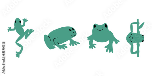 Kawaii frog character. Cute reptile animal. Vector element
