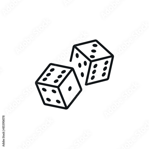Dice linear icon. Line customizable illustration. Contour symbol. Vector isolated outline drawing. Editable stroke