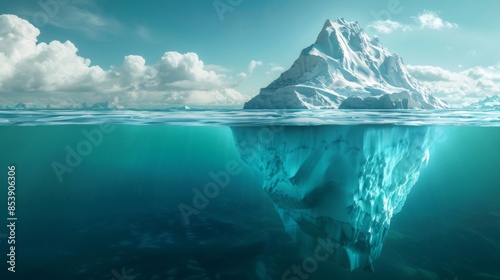 iceberg view , iceberg with clear water , transparent sea iceberg