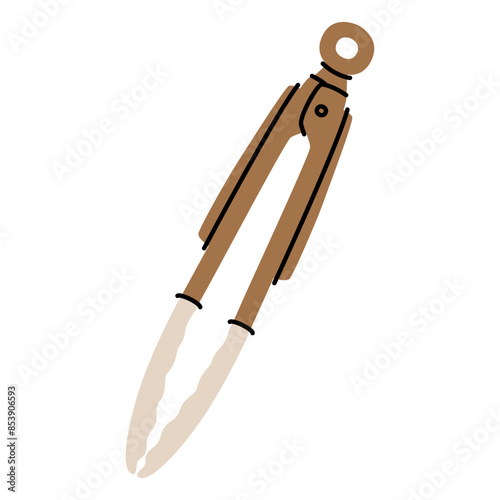 Kitchen cooking utensil Barbecue Meat Grill Tongs icon vector illustration. Baking bakery and pastry stuff element