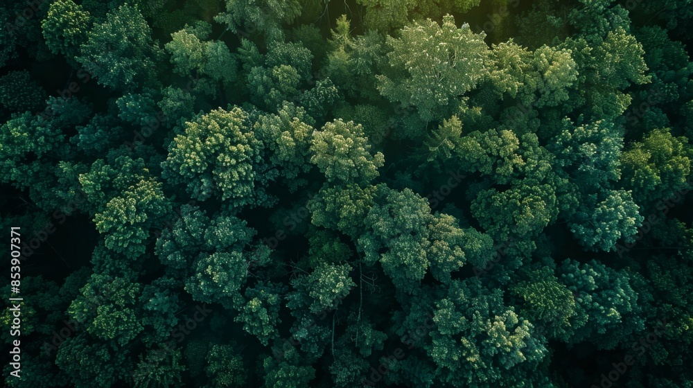 Naklejka premium Aerial View of a Dense Forest Canopy, Generative AI