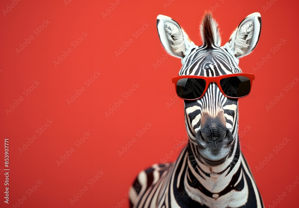 Funny zebra wearing sunglasses isolated on a background Funny zebra wearing sunglasses isolated on a background