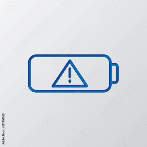 Free Download Battery attention simple iocn vector. Flat design. Paper cut design. Cutted blue symbol with shadow. Gray background - GFXLoad