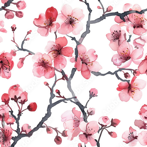 Botanica Japanese Sakura Watercolor Tile Seamless