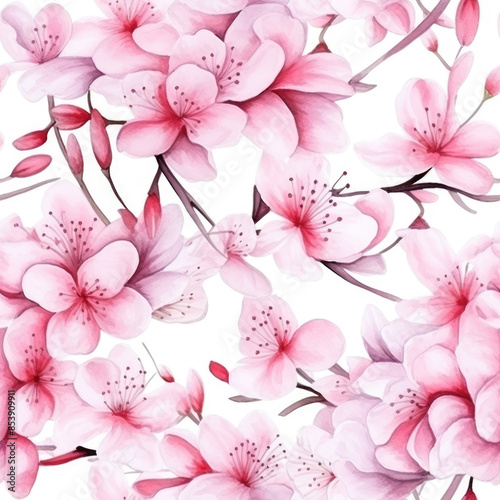Botanica Japanese Sakura Watercolor Tile Seamless