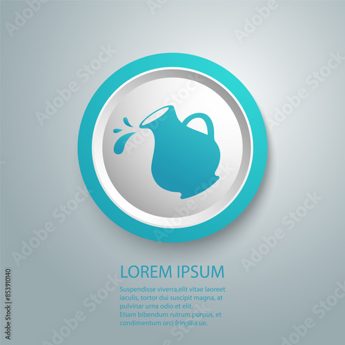 Jug with milk icon, cream or sauce. Black illustration of dairy product. Isolated vector icon