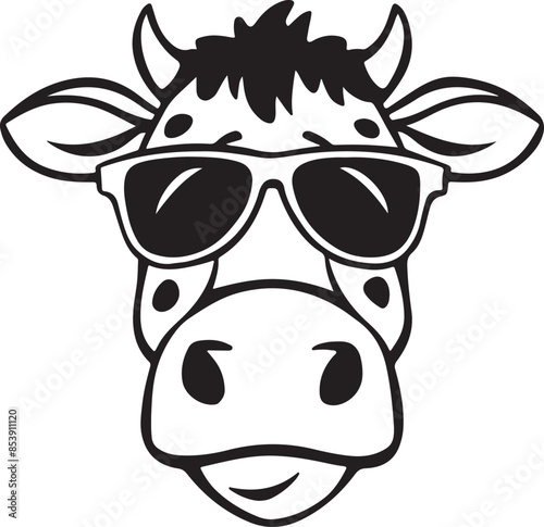 Cow Wearing Sunglasses Vector