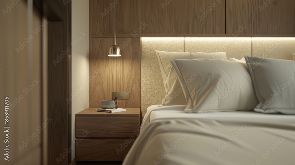 Minimalist Bedroom Interior with Warm Lighting Minimalist Bedroom Interior with Warm Lighting