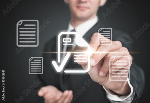 Wallpaper Mural Employee selection, hand of businessman process and application form Torontodigital.ca