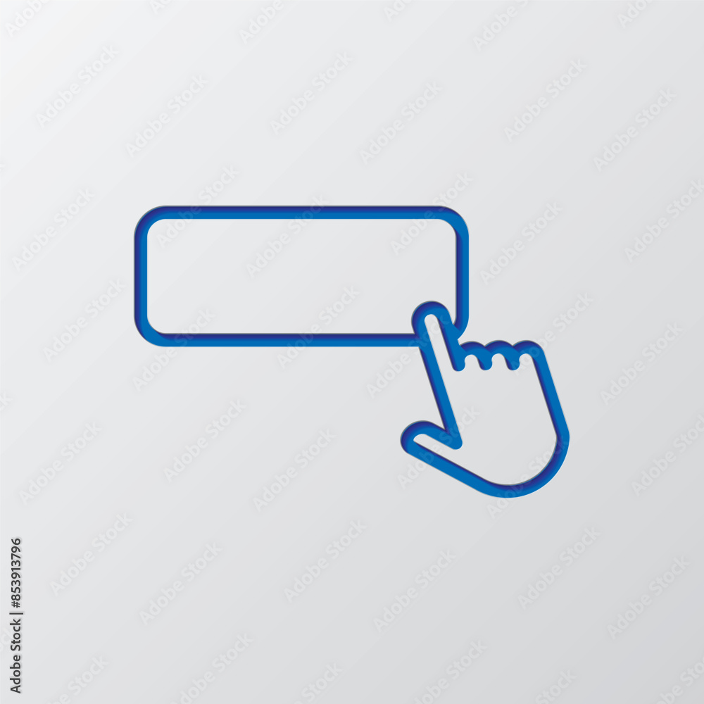 Choice, button, finger icon vector. Flat design. Paper cut design. Cutted blue symbol with shadow. Gray background Choice, button, finger icon vector. Flat design. Paper cut design. Cutted blue symbol with shadow. Gray background