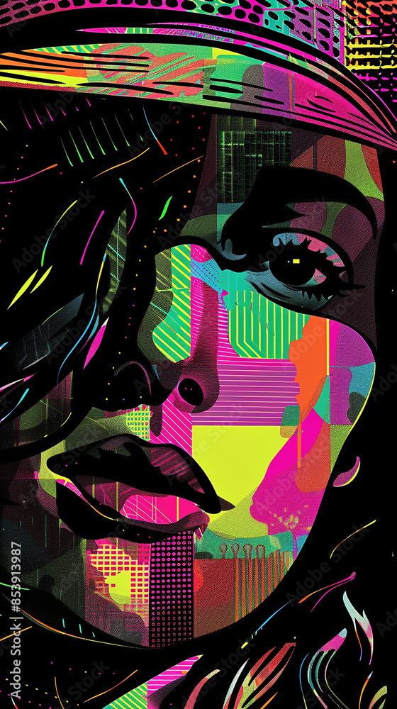 Fototapeta premium Abstract Pop Art Colorful Woman Background