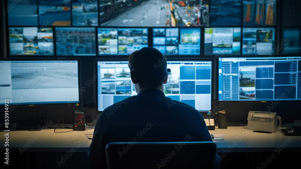 Security Expert Monitoring Surveillance Footage
