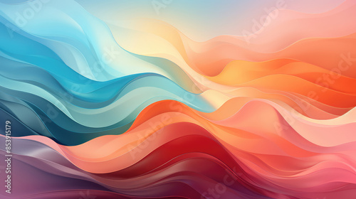 Abstract paint waves background illustration - Soft pastel multicolored colorful color and fine lines art, paper banner texture, Generative AI © Fang
