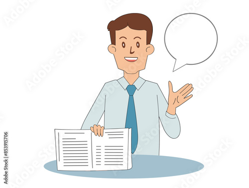 white background, A finance leader coordinating with external auditors., very simple and isolate in the style of animated illustrations, white background