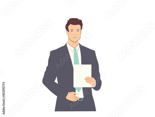 white background, A finance leader liaising with regulatory agencies., very simple and isolate in the style of animated illustrations, white background
