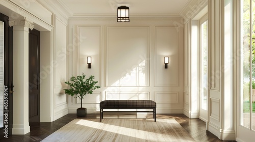 Elegant Neoclassical entryway with natural light and luxurious decor © Анна Д