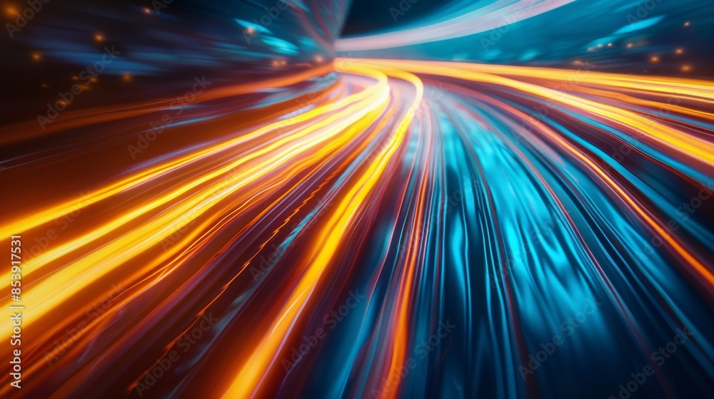 Abstract Light Trails in a Curved Tunnel