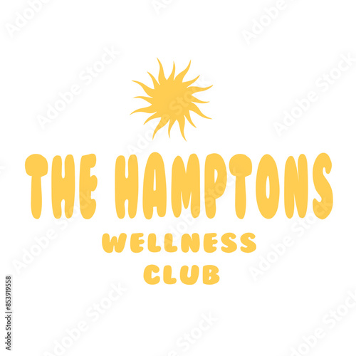 The Hamptons wellness health sun retreat club Graphic Tee Slogan vector Fashion t-shirt Trending emblem crest logo Apparel Badge Cute Tshirt  artwork typography tote