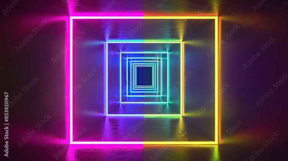 Light leak motion line, impressive moving line art with neon color abstract backdrop. Vibrant purple, yellow, green pink glowing speed lines on a black background. Square form. Futuristic sign frame Light leak motion line, impressive moving line art with neon color abstract backdrop. Vibrant purple, yellow, green pink glowing speed lines on a black background. Square form. Futuristic sign frame