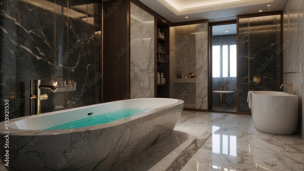 Fototapeta premium Expensive bathroom with rustic accessories