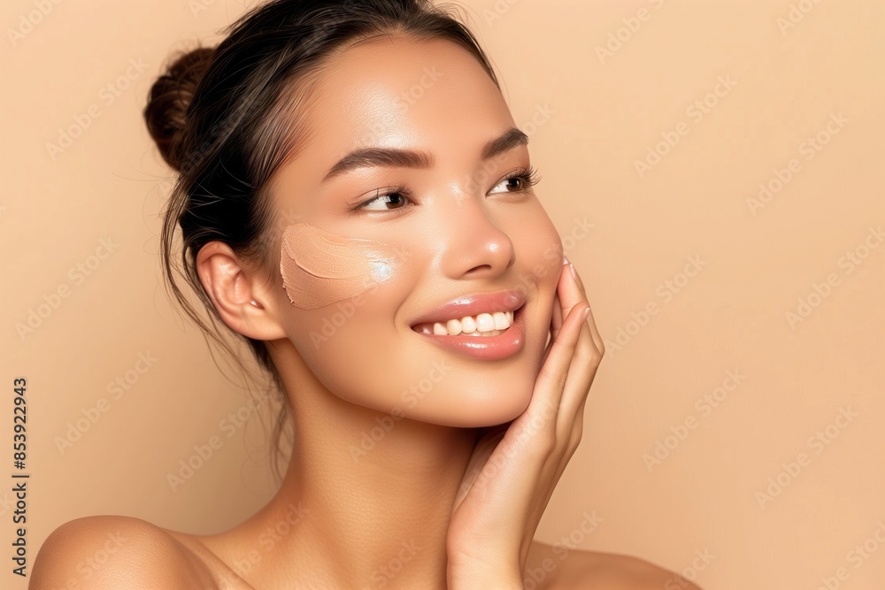 Woman Applying Face Cream for Glowing Skin Woman Applying Face Cream for Glowing Skin