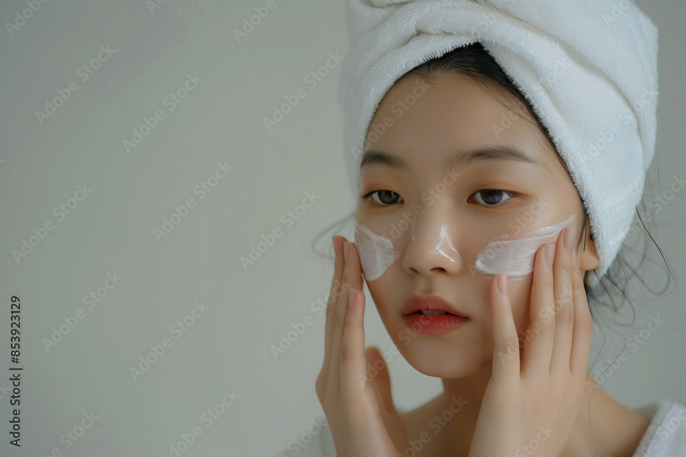 Woman Applying Skincare Cream at Home Woman Applying Skincare Cream at Home