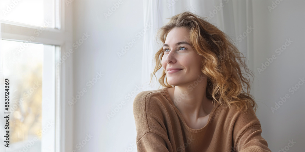 Portrait einer jungen Frau in heller Wohnung
