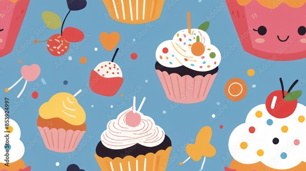 seamless pattern of abstract cupcake doodle background seamless pattern of abstract cupcake doodle background