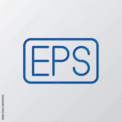 EPS simple icon vector. Flat design. Paper cut design. Cutted blue symbol with shadow. Gray background