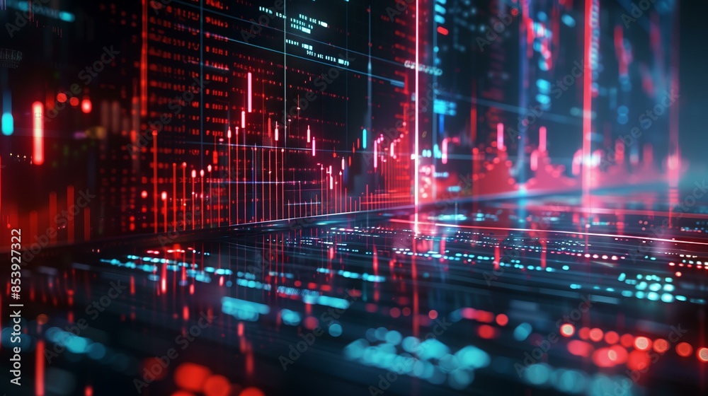 Abstract Digital Data Visualization with Glowing Charts and Graphs Representing Financial Analysis, Technology, and Big Data Abstract Digital Data Visualization with Glowing Charts and Graphs Representing Financial Analysis, Technology, and Big Data