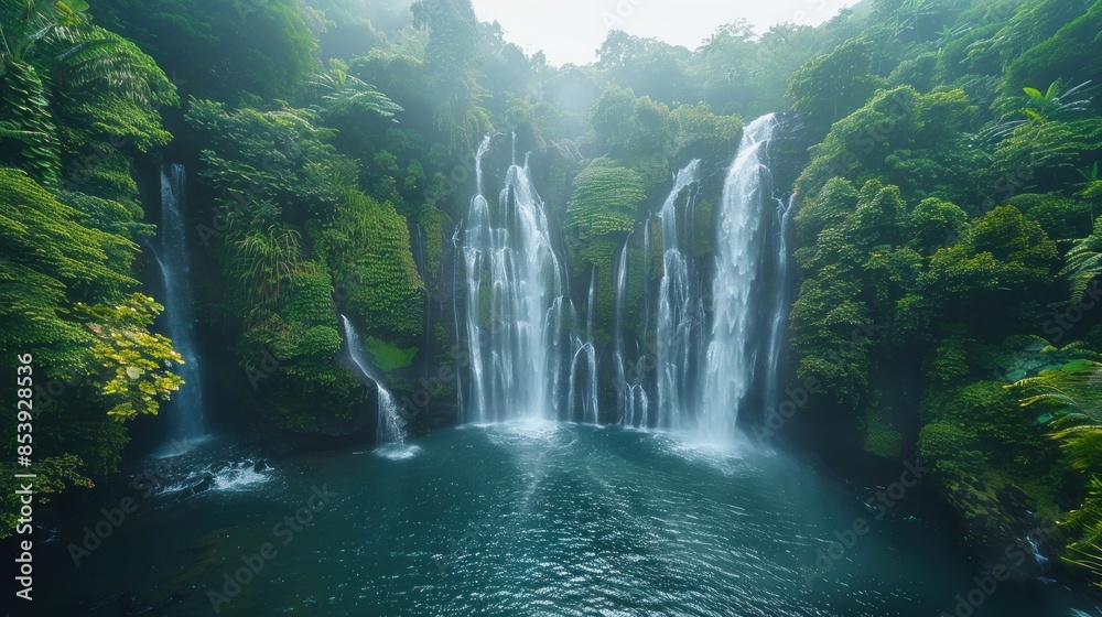 Waterfalls in Lush Green Jungle
