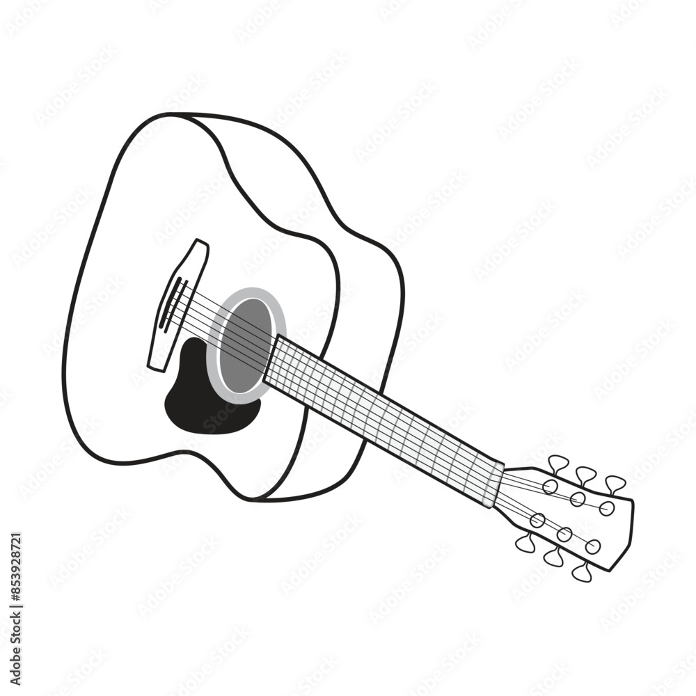 Acoustic guitar doodles outline design Acoustic guitar doodles outline design