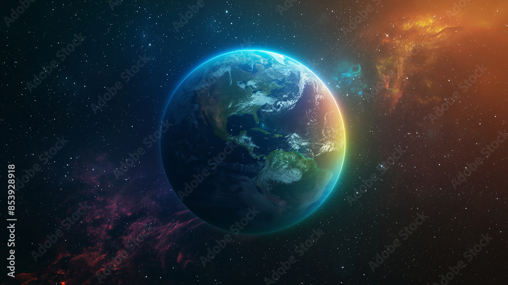 Earth in Colorful Deep Space Earth in Colorful Deep Space